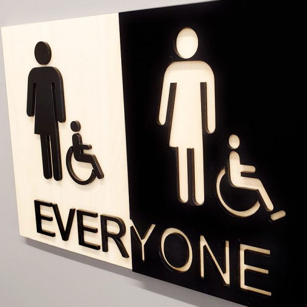Washroom Sign with black and white color