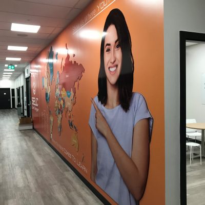 Customized wall graphic fabricated and installed for a university located in Vancouver.
