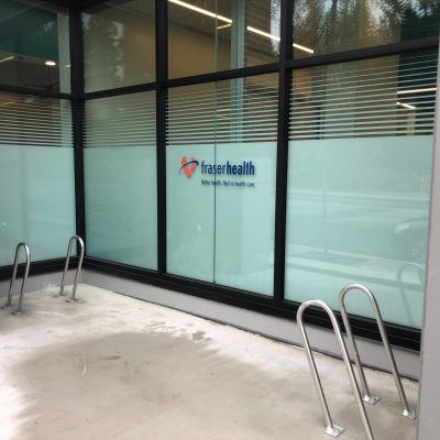 Fraser Health privacy window film on the exterior
