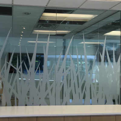 Decorative window film designed and fabricated inside the office